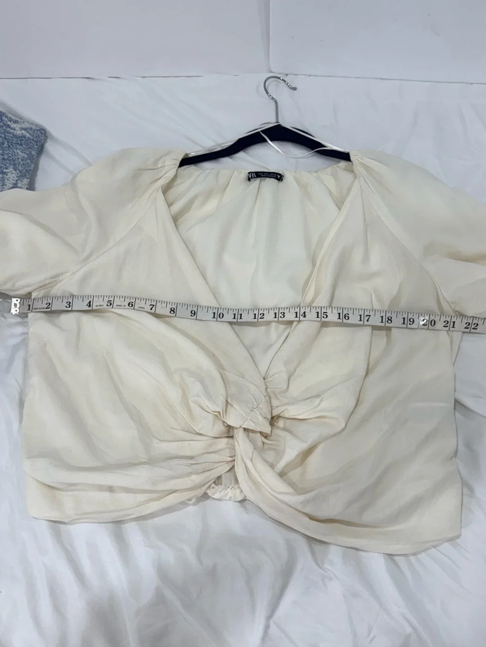 Zara Cream Twist-Front V-Neck Blouse size L